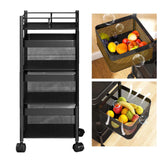 Maxbell Storage Trolley Bathroom Storage Shelves Rolling Cart Kitchen 3 Tiers and Black