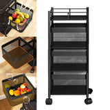 Maxbell Storage Trolley Bathroom Storage Shelves Rolling Cart Kitchen 3 Tiers and Black