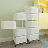 Maxbell Storage Trolley Bathroom Storage Shelves Rolling Cart Kitchen 4 Tiers and white