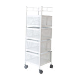 Maxbell Storage Trolley Bathroom Storage Shelves Rolling Cart Kitchen 4 Tiers and white