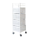 Maxbell Storage Trolley Bathroom Storage Shelves Rolling Cart Kitchen 4 Tiers and white