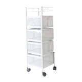 Maxbell Storage Trolley Bathroom Storage Shelves Rolling Cart Kitchen 4 Tiers and white