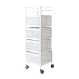 Maxbell Storage Trolley Bathroom Storage Shelves Rolling Cart Kitchen 4 Tiers and white