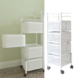 Maxbell Storage Trolley Bathroom Storage Shelves Rolling Cart Kitchen 4 Tiers and white