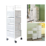 Maxbell Storage Trolley Bathroom Storage Shelves Rolling Cart Kitchen 4 Tiers and white