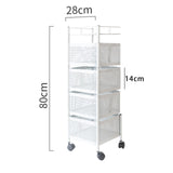 Maxbell Storage Trolley Bathroom Storage Shelves Rolling Cart Kitchen 4 Tiers and white