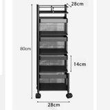 Maxbell Storage Trolley Bathroom Storage Shelves Rolling Cart Kitchen 4 Tiers and Black