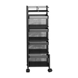 Maxbell Storage Trolley Bathroom Storage Shelves Rolling Cart Kitchen 4 Tiers and Black