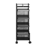 Maxbell Storage Trolley Bathroom Storage Shelves Rolling Cart Kitchen 4 Tiers and Black