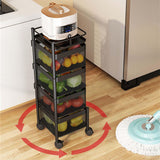 Maxbell Storage Trolley Bathroom Storage Shelves Rolling Cart Kitchen 4 Tiers and Black