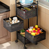 Maxbell Storage Trolley Bathroom Storage Shelves Rolling Cart Kitchen 4 Tiers and Black