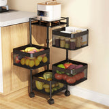 Maxbell Storage Trolley Bathroom Storage Shelves Rolling Cart Kitchen 4 Tiers and Black