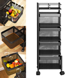 Maxbell Storage Trolley Bathroom Storage Shelves Rolling Cart Kitchen 4 Tiers and Black