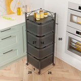 Maxbell Storage Trolley Bathroom Storage Shelves Rolling Cart Kitchen 4 Tiers and Black