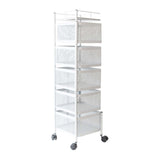 Maxbell Storage Trolley Bathroom Storage Shelves Rolling Cart Kitchen 5 Tiers and white