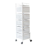 Maxbell Storage Trolley Bathroom Storage Shelves Rolling Cart Kitchen 5 Tiers and white