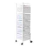 Maxbell Storage Trolley Bathroom Storage Shelves Rolling Cart Kitchen 5 Tiers and white