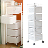 Maxbell Storage Trolley Bathroom Storage Shelves Rolling Cart Kitchen 5 Tiers and white