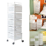 Maxbell Storage Trolley Bathroom Storage Shelves Rolling Cart Kitchen 5 Tiers and white