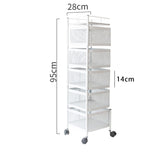 Maxbell Storage Trolley Bathroom Storage Shelves Rolling Cart Kitchen 5 Tiers and white