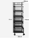 Maxbell Storage Trolley Bathroom Storage Shelves Rolling Cart Kitchen 5 Tiers and Black