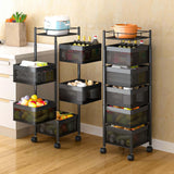 Maxbell Storage Trolley Bathroom Storage Shelves Rolling Cart Kitchen 5 Tiers and Black