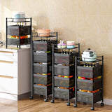 Maxbell Storage Trolley Bathroom Storage Shelves Rolling Cart Kitchen 5 Tiers and Black