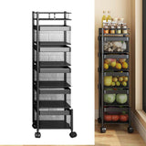 Maxbell Storage Trolley Bathroom Storage Shelves Rolling Cart Kitchen 5 Tiers and Black