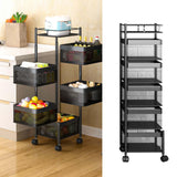 Maxbell Storage Trolley Bathroom Storage Shelves Rolling Cart Kitchen 5 Tiers and Black