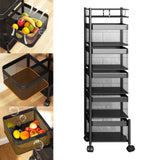 Maxbell Storage Trolley Bathroom Storage Shelves Rolling Cart Kitchen 5 Tiers and Black