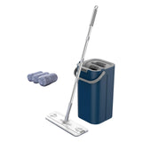 Maxbell Hands Free Flat Floor Mop and Bucket Home Floor Cleaning System for Tiles Blue