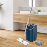 Maxbell Hands Free Flat Floor Mop and Bucket Home Floor Cleaning System for Tiles Blue