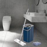 Maxbell Hands Free Flat Floor Mop and Bucket Home Floor Cleaning System for Tiles Blue