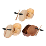 Maxbell Japanese Style Bento Box Wood Lunch Box with Chopsticks with Strap to Fix Size S