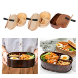 Maxbell Japanese Style Bento Box Wood Lunch Box with Chopsticks with Strap to Fix Size S