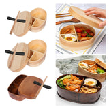 Maxbell Japanese Style Bento Box Wood Lunch Box with Chopsticks with Strap to Fix Size S