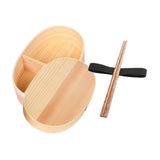 Maxbell Japanese Style Bento Box Wood Lunch Box with Chopsticks with Strap to Fix Size S