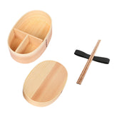 Maxbell Japanese Style Bento Box Wood Lunch Box with Chopsticks with Strap to Fix Size S