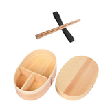 Maxbell Japanese Style Bento Box Wood Lunch Box with Chopsticks with Strap to Fix Size S