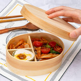 Maxbell Japanese Style Bento Box Wood Lunch Box with Chopsticks with Strap to Fix Size S