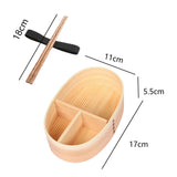 Maxbell Japanese Style Bento Box Wood Lunch Box with Chopsticks with Strap to Fix Size S