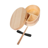Maxbell Japanese Style Bento Box Wood Lunch Box with Chopsticks with Strap to Fix Size L