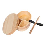 Maxbell Japanese Style Bento Box Wood Lunch Box with Chopsticks with Strap to Fix Size L