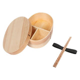 Maxbell Japanese Style Bento Box Wood Lunch Box with Chopsticks with Strap to Fix Size L
