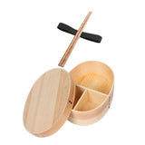 Maxbell Japanese Style Bento Box Wood Lunch Box with Chopsticks with Strap to Fix Size L