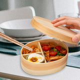 Maxbell Japanese Style Bento Box Wood Lunch Box with Chopsticks with Strap to Fix Size L