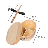Maxbell Japanese Style Bento Box Wood Lunch Box with Chopsticks with Strap to Fix Size L