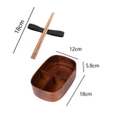 Maxbell Japanese Style Bento Box Wood Lunch Box with Chopsticks with Strap to Fix Size L Dark Brown
