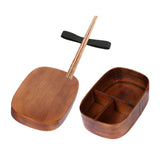 Maxbell Japanese Style Bento Box Wood Lunch Box with Chopsticks with Strap to Fix Size L Dark Brown