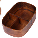 Maxbell Japanese Style Bento Box Wood Lunch Box with Chopsticks with Strap to Fix Size L Dark Brown